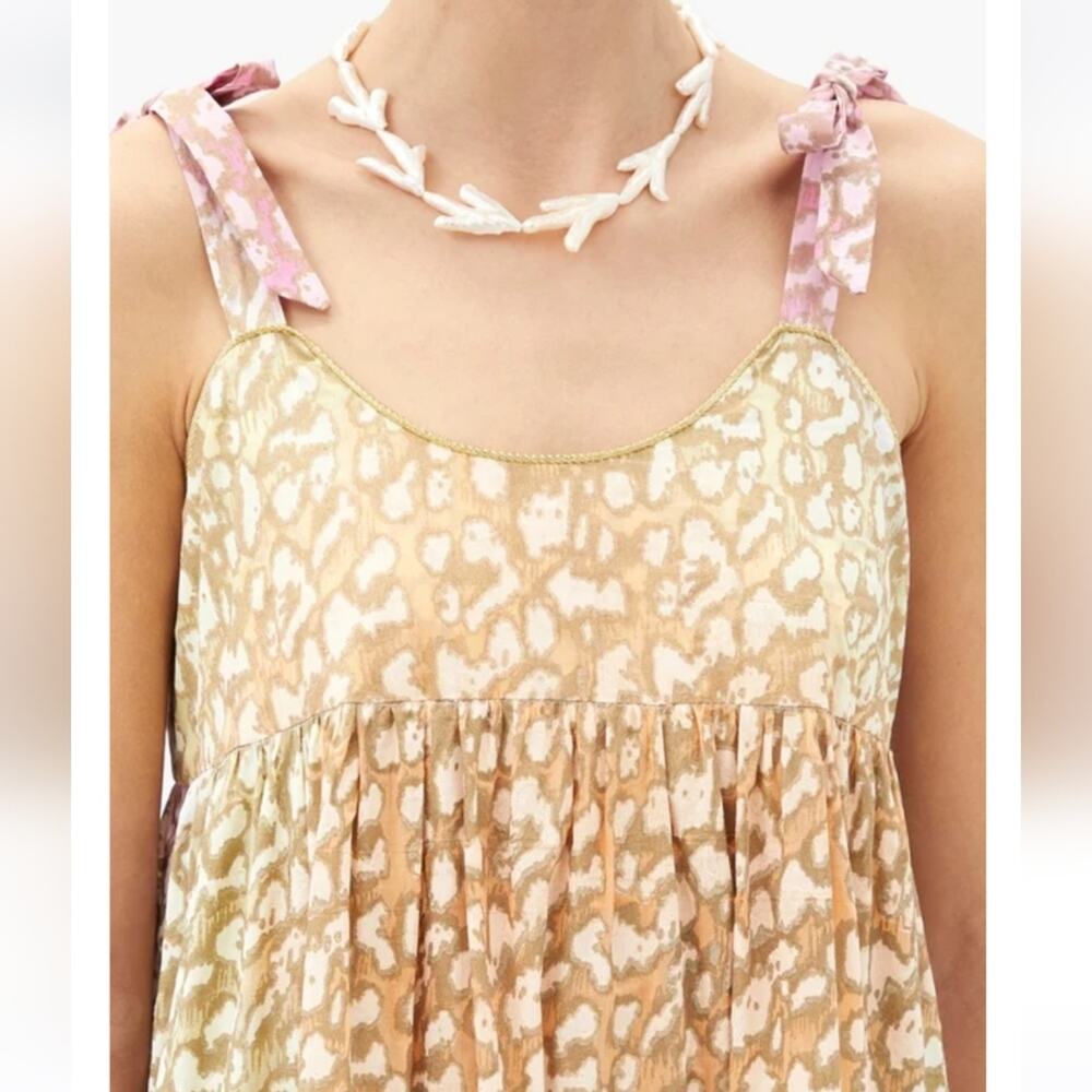 Juliet Dunn Tie Dye 70's Leopard Print Midi Sundress Boho Chic Size 3 US 8/10 - Picture 5 of 15